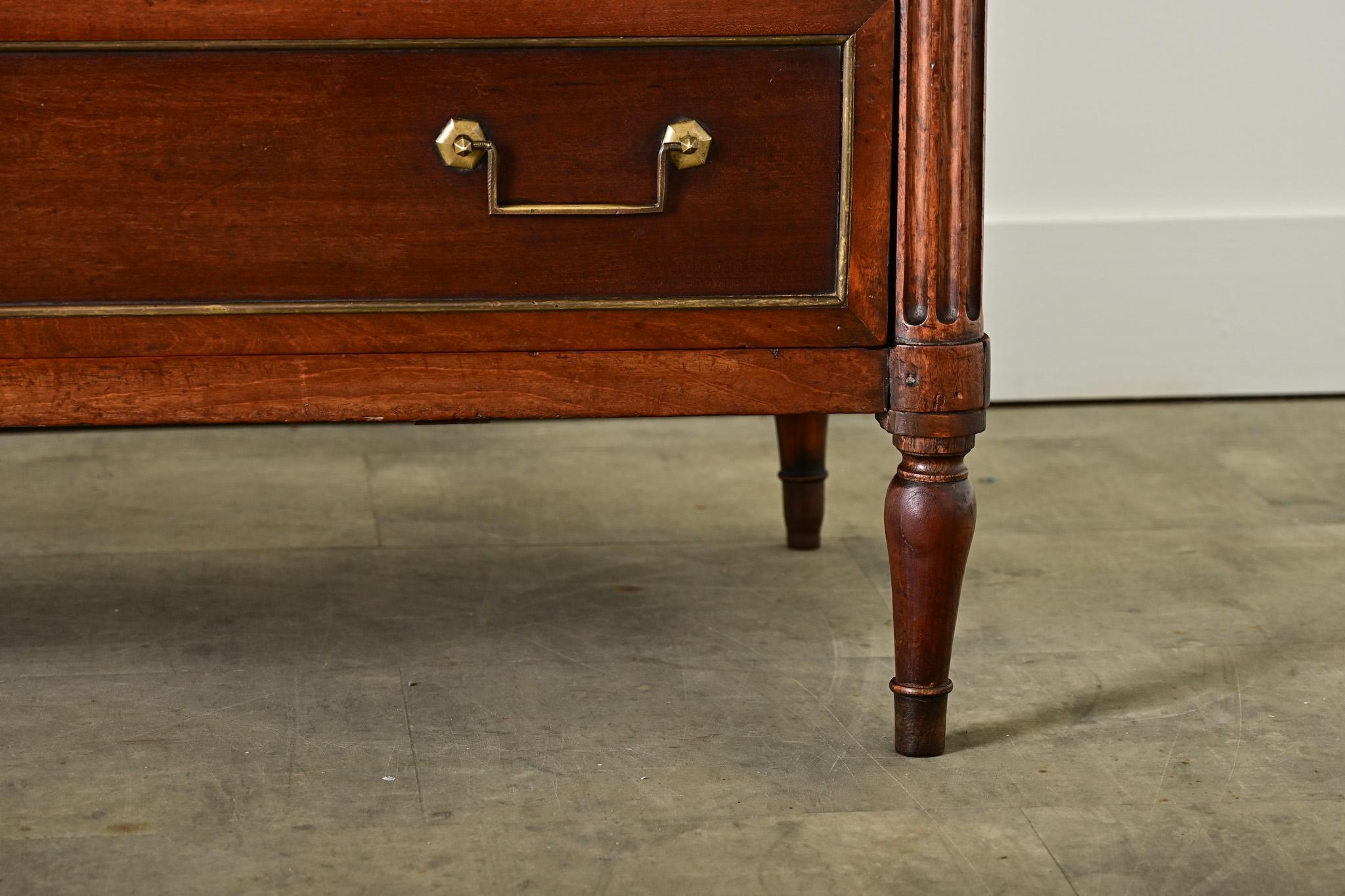 French 19th Century Louis XVI Style Walnut & Marble Commode In Good Condition For Sale In Baton Rouge, LA