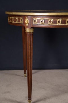 French 19th Century Louis XVI Table with Marquetry and Bronze, Stamped “Krieger”
