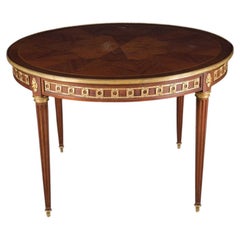 French 19th Century Louis XVI Table with Marquetry and Bronze, Stamped “Krieger”