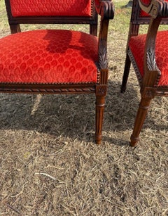French 19th Century Louis XVI Velour Armchair - Set of 2