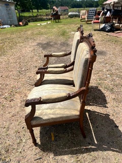 French 19th Century Louis XVI Walnut Arm Chairs - Set of 2