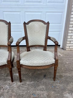 French 19th Century Louis XVI Walnut Armchairs - Set of 2