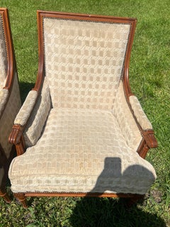French 19th Century Louis XVI Walnut Fauteuils / Arm Chairs - Set of 2