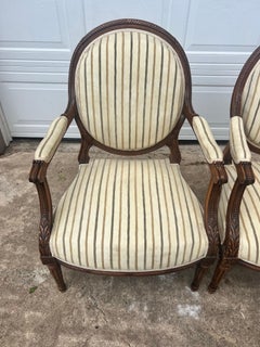 French 19th Century Louis XVI Walnut Large Arm Chairs - Set of 2