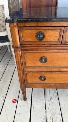 French 19th Century Louis XVI Walnut Marble Top Chest / Commode