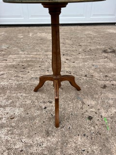 French 19th Century Louis XVI Walnut Round Bouillotte Marble Top Side Table