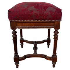 French 19th Century Louis XVI Walnut Stool / Upholstery Seat