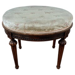 French 19th Century Louis XVI Walnut Stool / Upholstery Seat