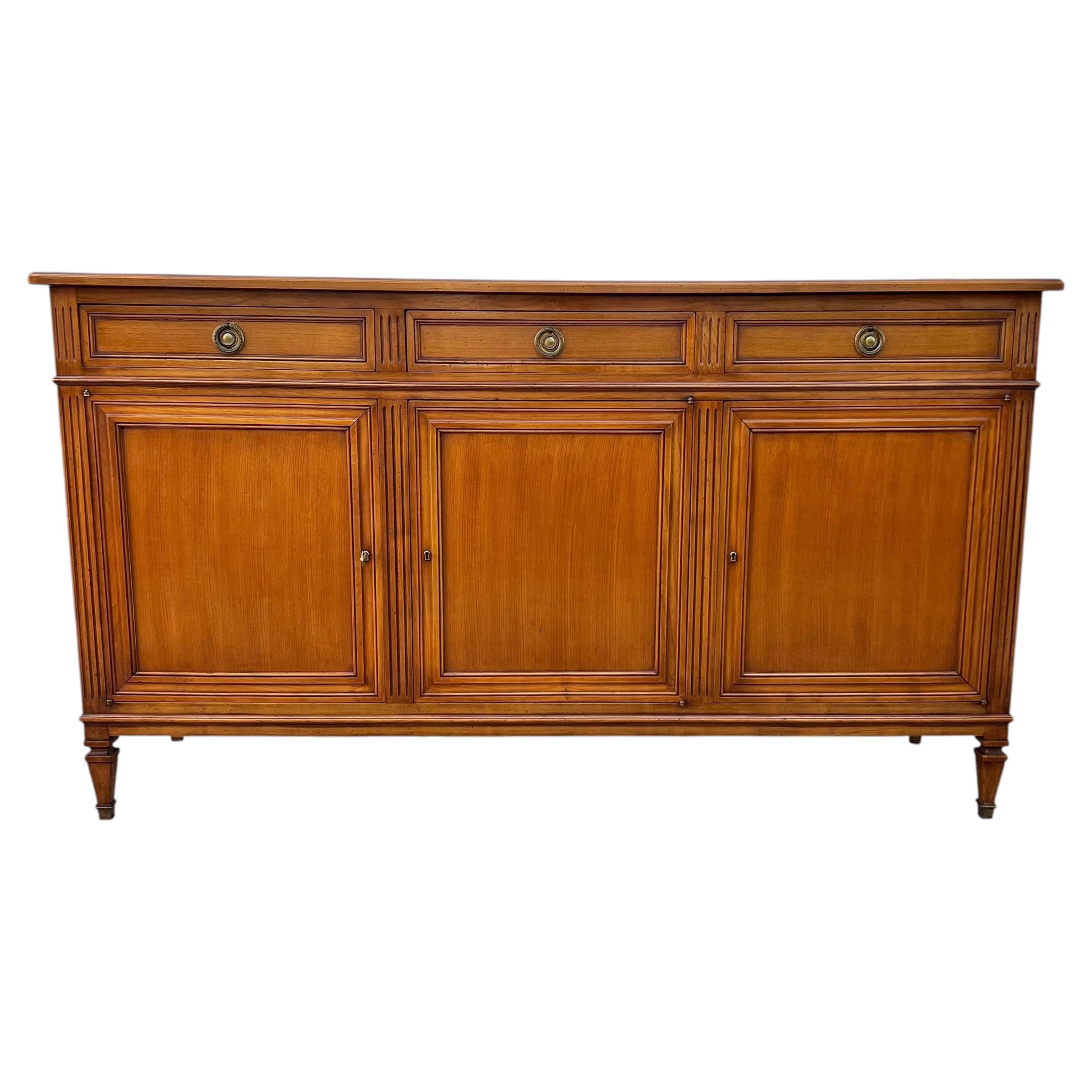 French 19th Century Louis XVI Walnut Three Door Sideboard For Sale