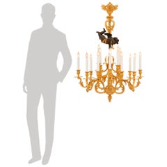 French 19th century Louis XVI/XV st. Ormolu and patinated Bronze chandelier