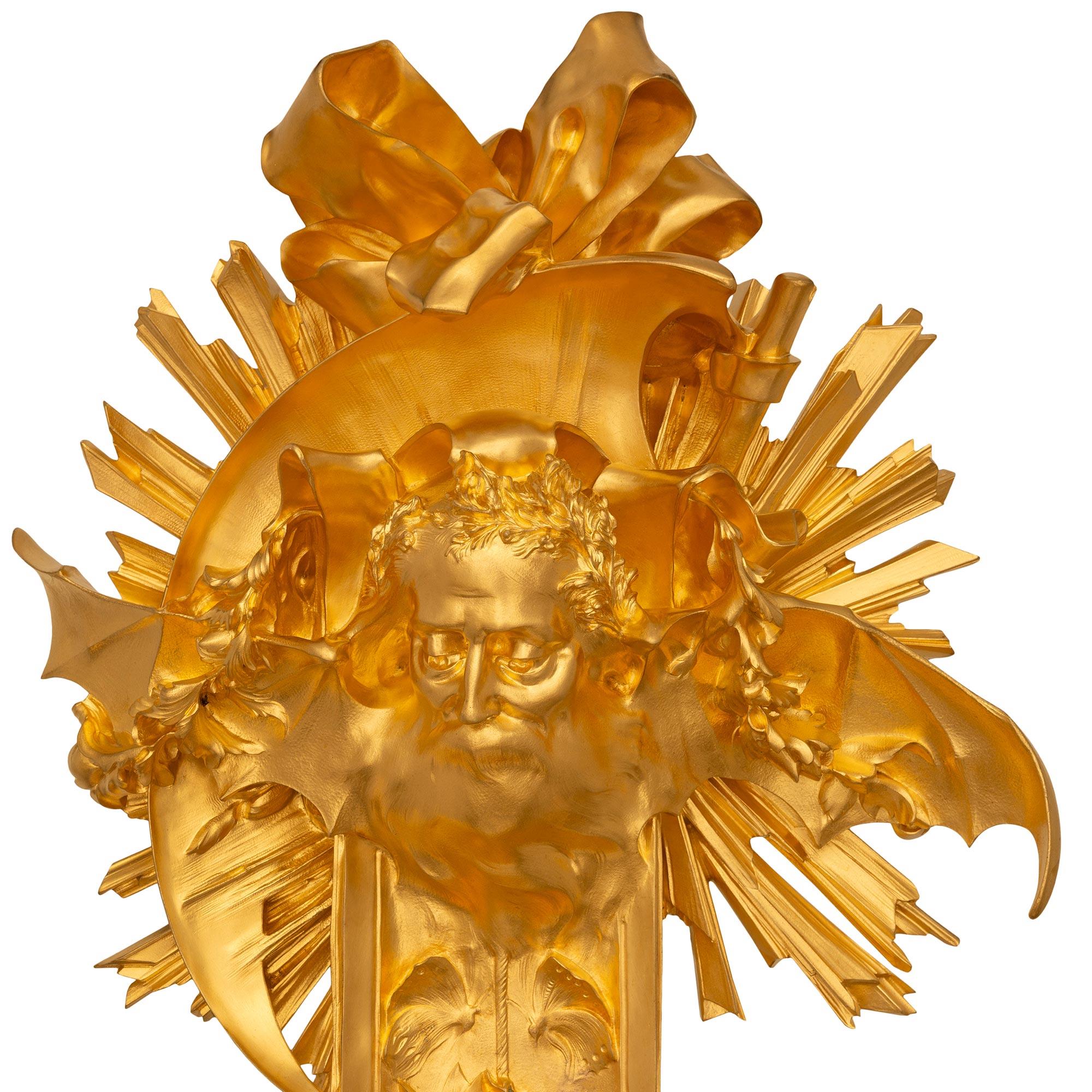Orologio a cartello francese del XIX secolo Luigi XVI/XV secolo in ormolu In condizioni buone in vendita a West Palm Beach, FL