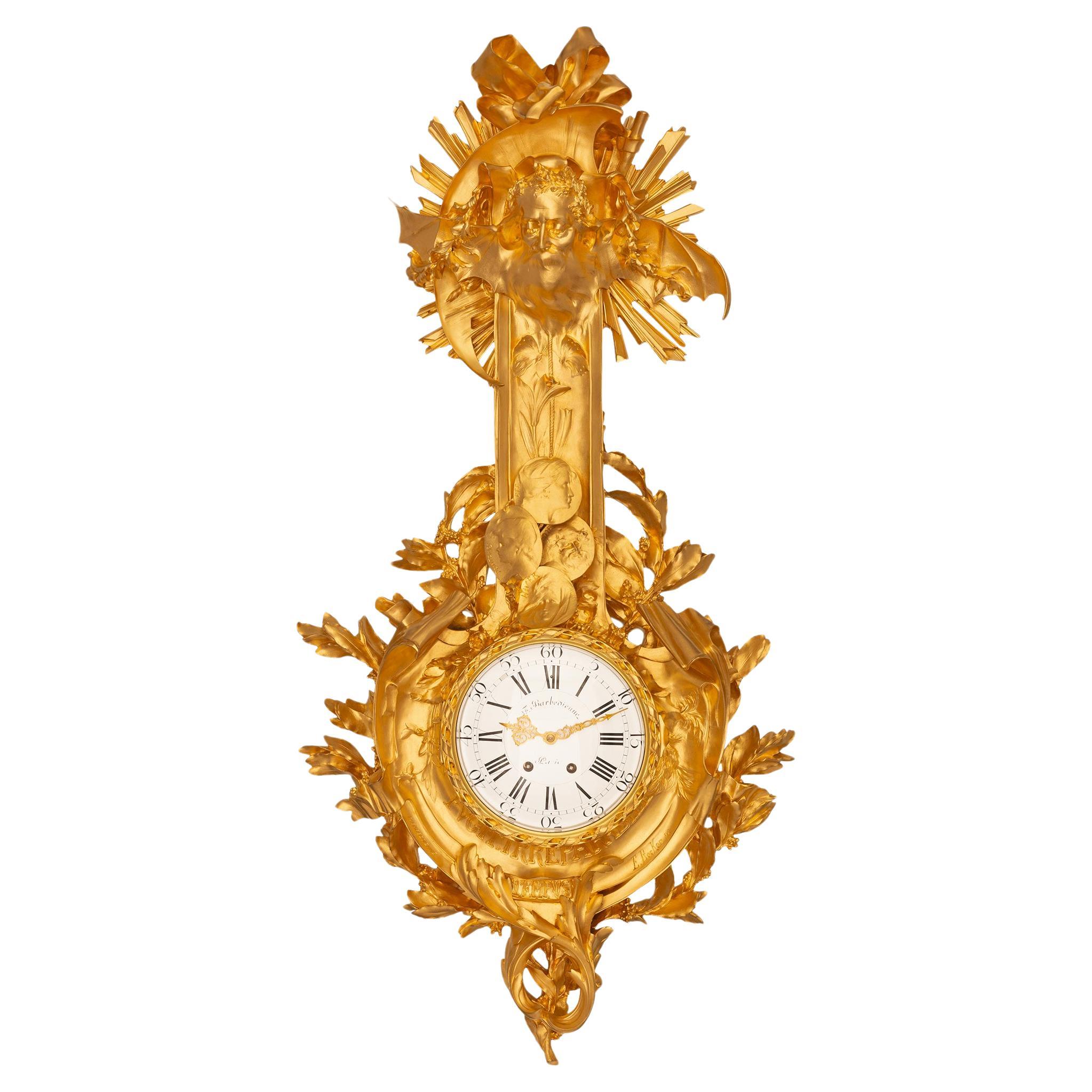 French 19th century Louis XVI/XV st. Ormolu cartel clock