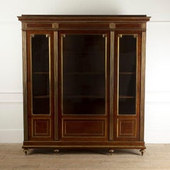 19th Century French Mahogany and Brass Bookcase