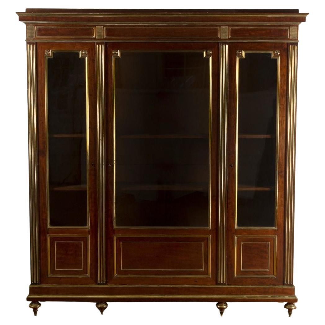 French 19th Century Mahogany and Brass Bookcase