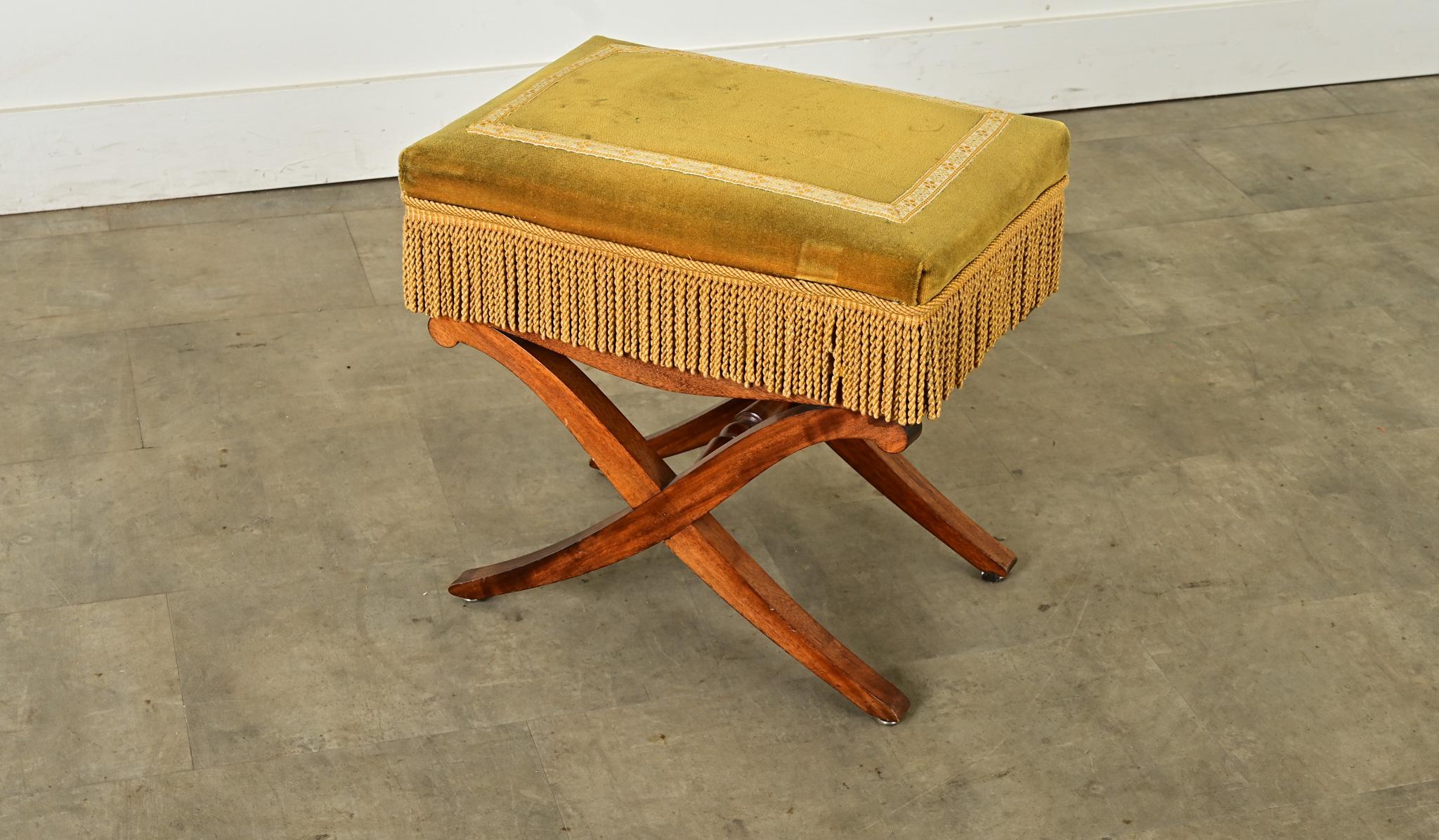 French 19th Century Mahogany and Velvet Footstool 5