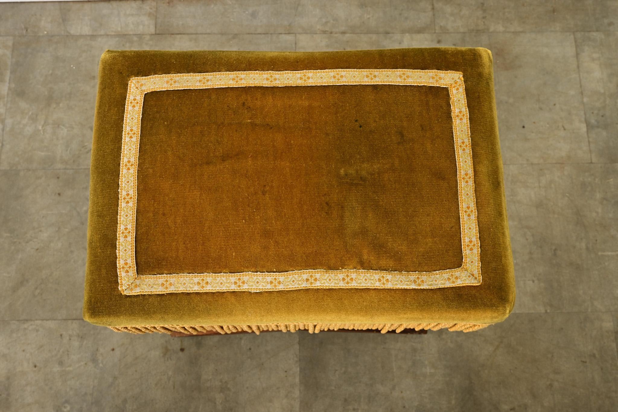 Napoleon III French 19th Century Mahogany and Velvet Footstool