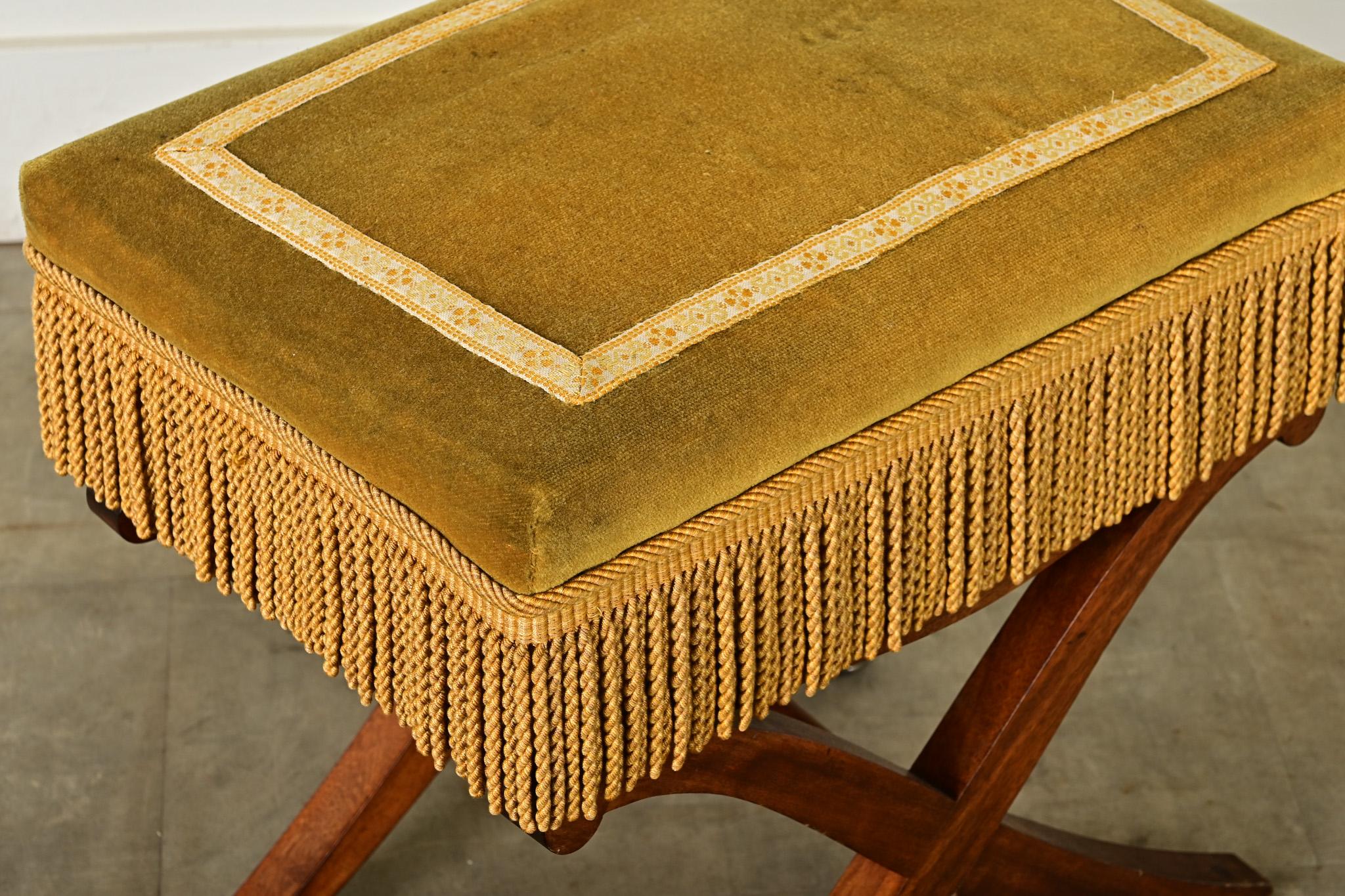 French 19th Century Mahogany and Velvet Footstool 1