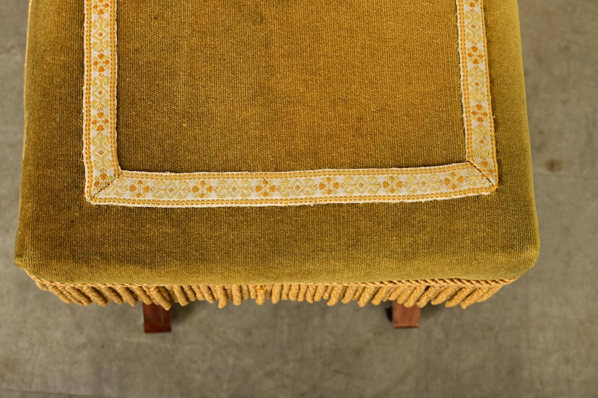 French 19th Century Mahogany and Velvet Footstool 2