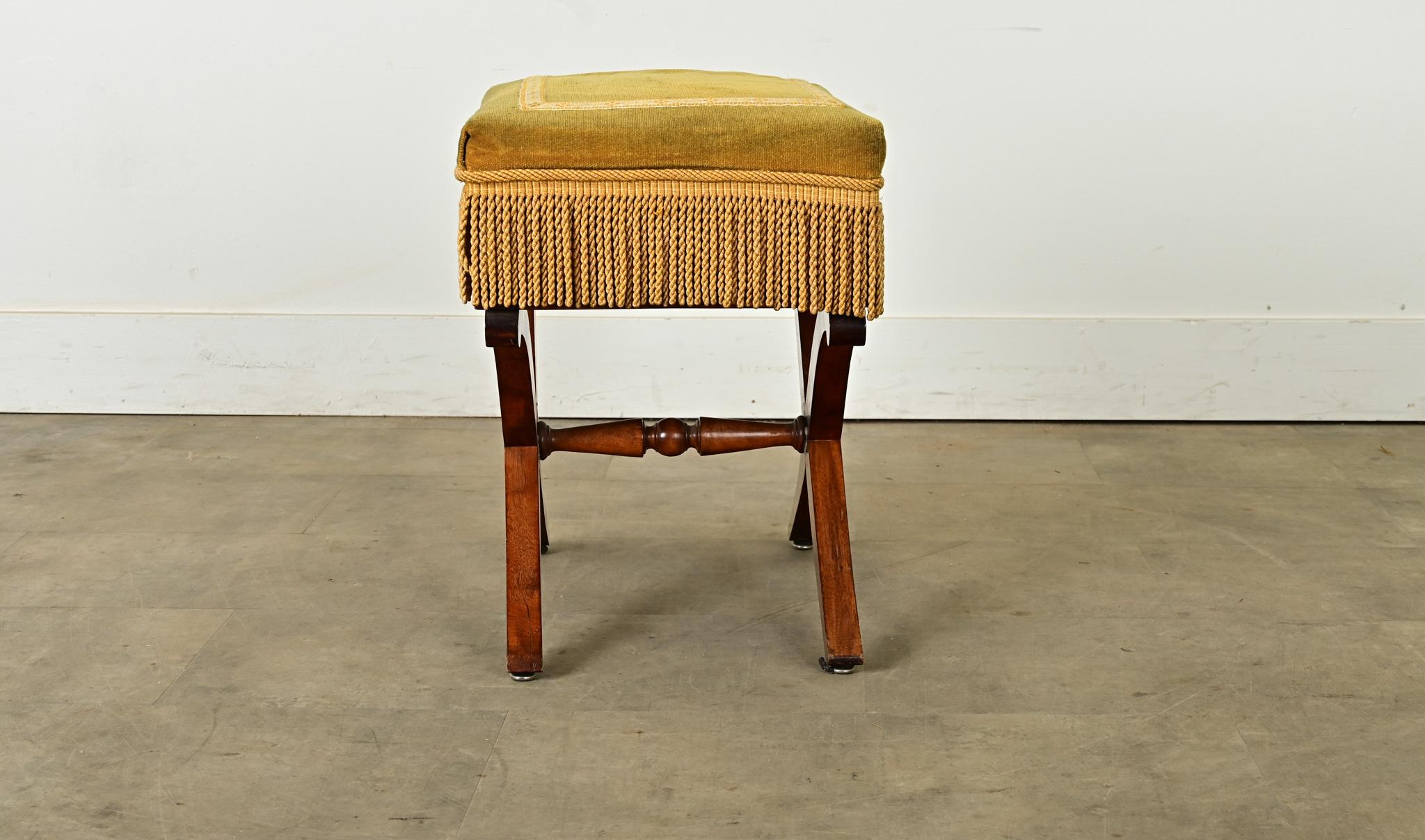 French 19th Century Mahogany and Velvet Footstool 3
