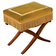 French 19th Century Mahogany and Velvet Footstool