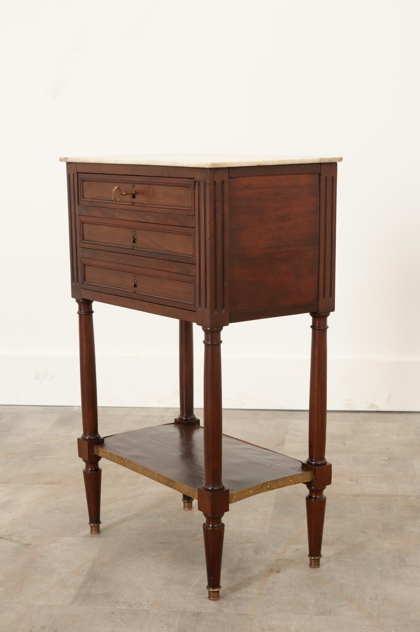 Metal French 19th Century Mahogany Bedside Table