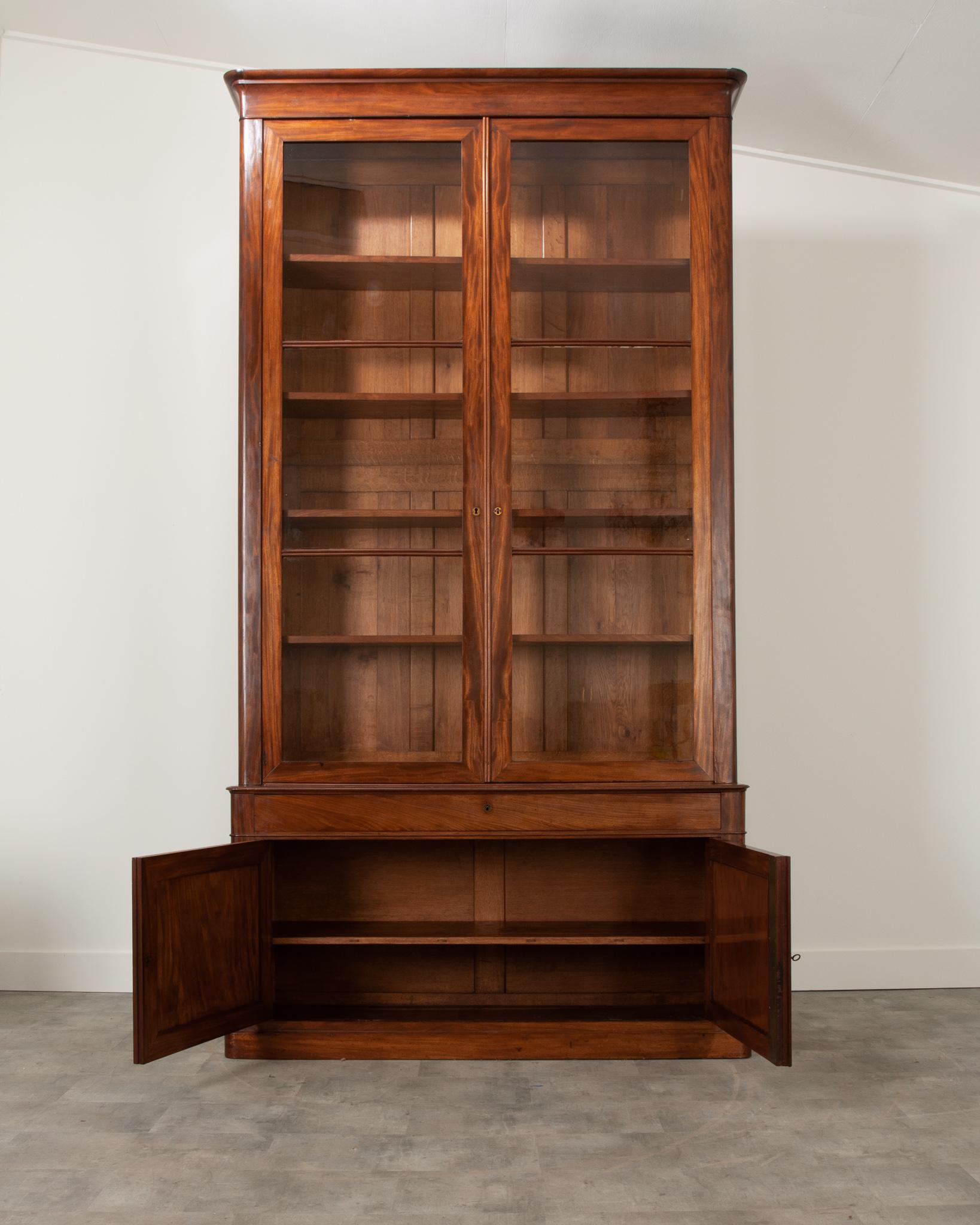 Faceted French 19th Century Mahogany Bibliothèque