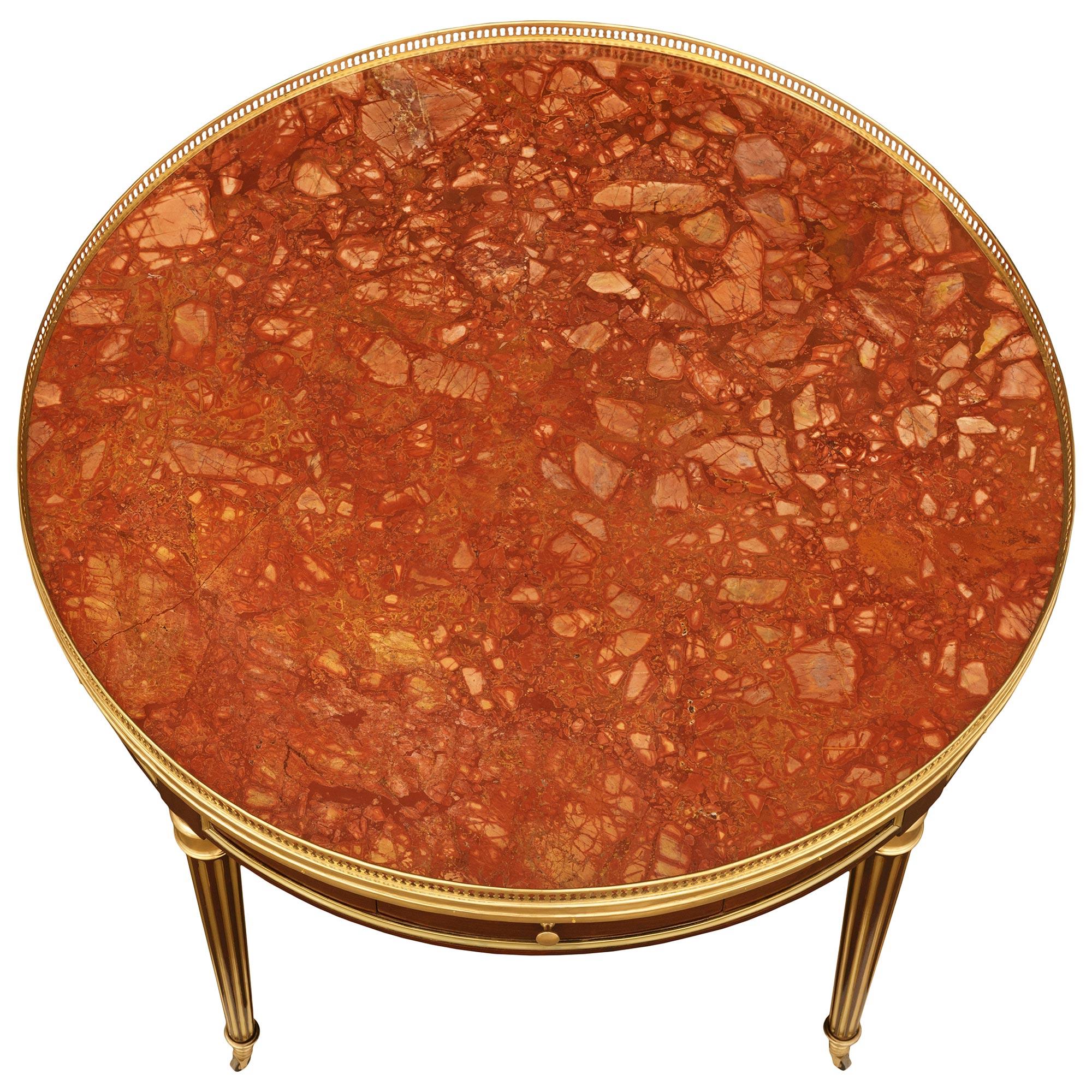 French 19th century Mahogany, Brass, Ormolu and Marble center table in vendita 3