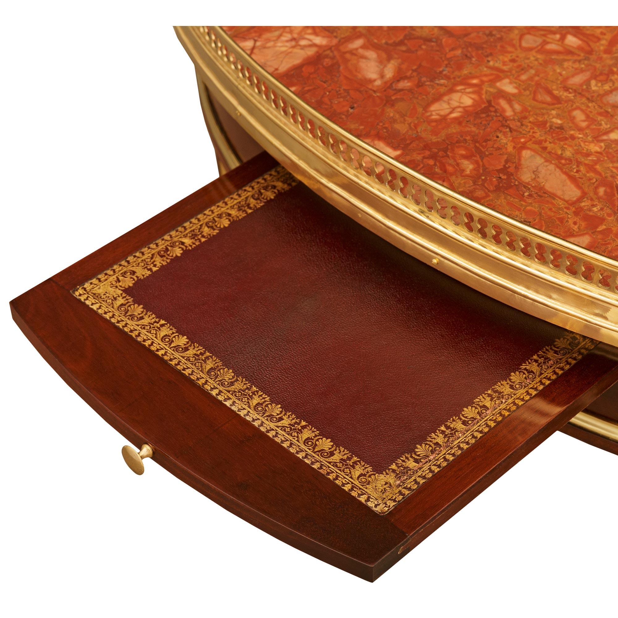 French 19th century Mahogany, Brass, Ormolu and Marble center table in vendita 1