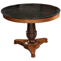 French 19th Century Mahogany Center Table with Pedestal Base