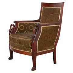 French 19th Century Mahogany Col De Cygne Bergere