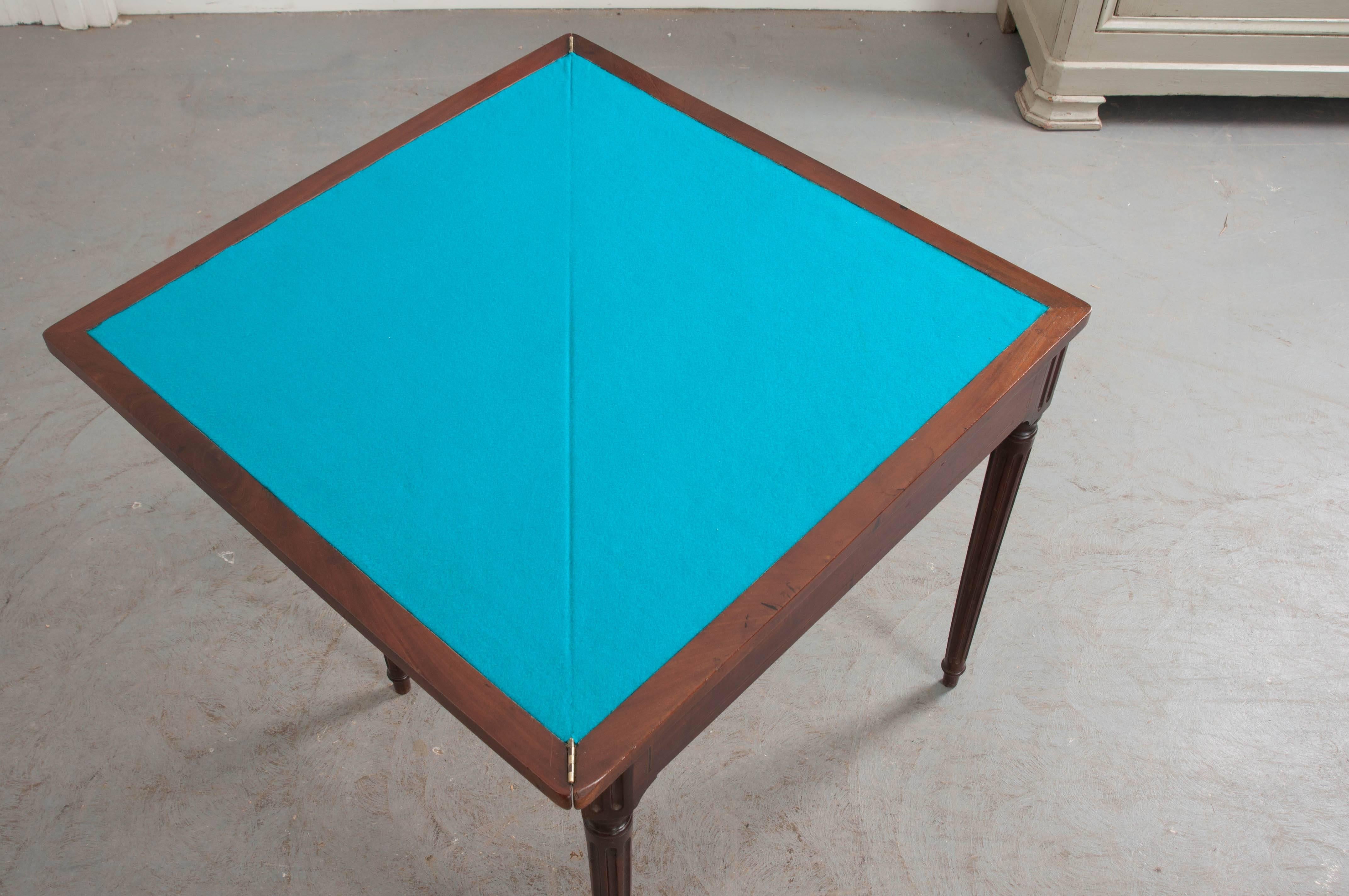 Felt French 19th Century Mahogany Corner Card Table