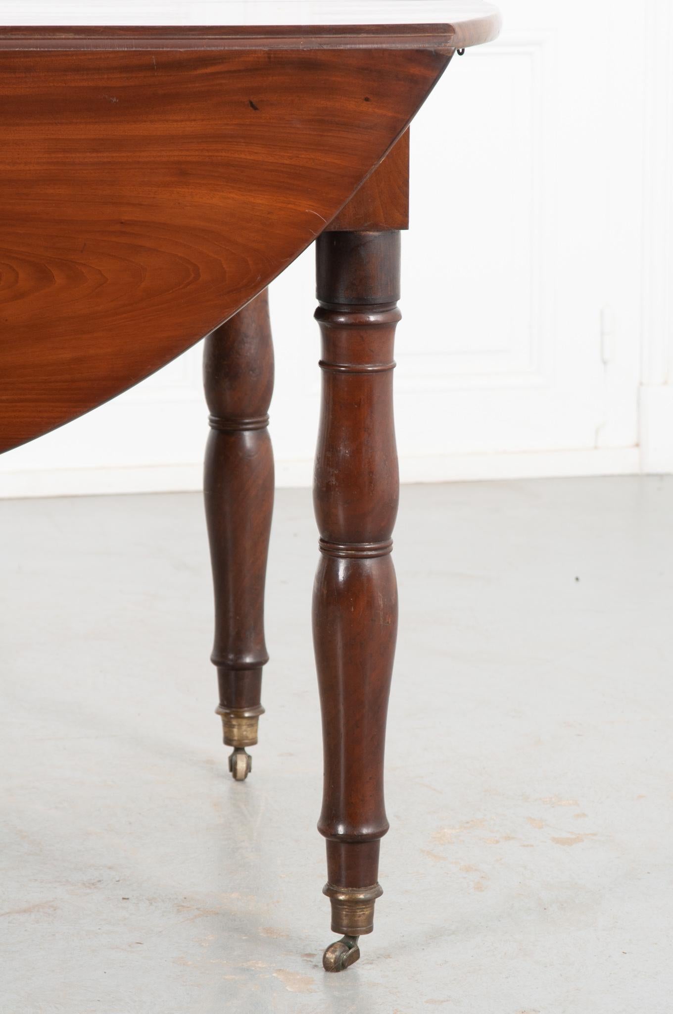 Hand-Carved French 19th Century Mahogany Drop Leaf Table