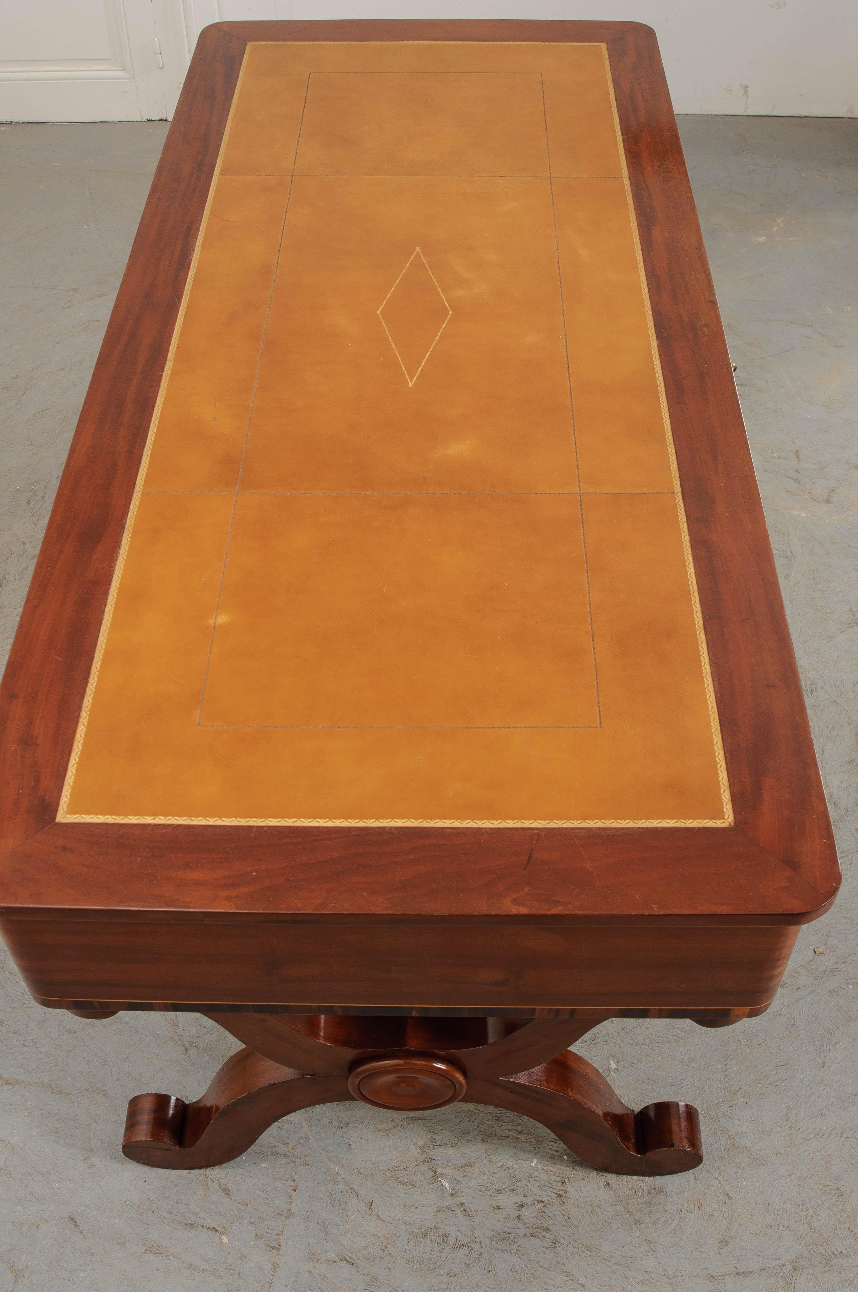 French 19th Century Mahogany Library Desk 1