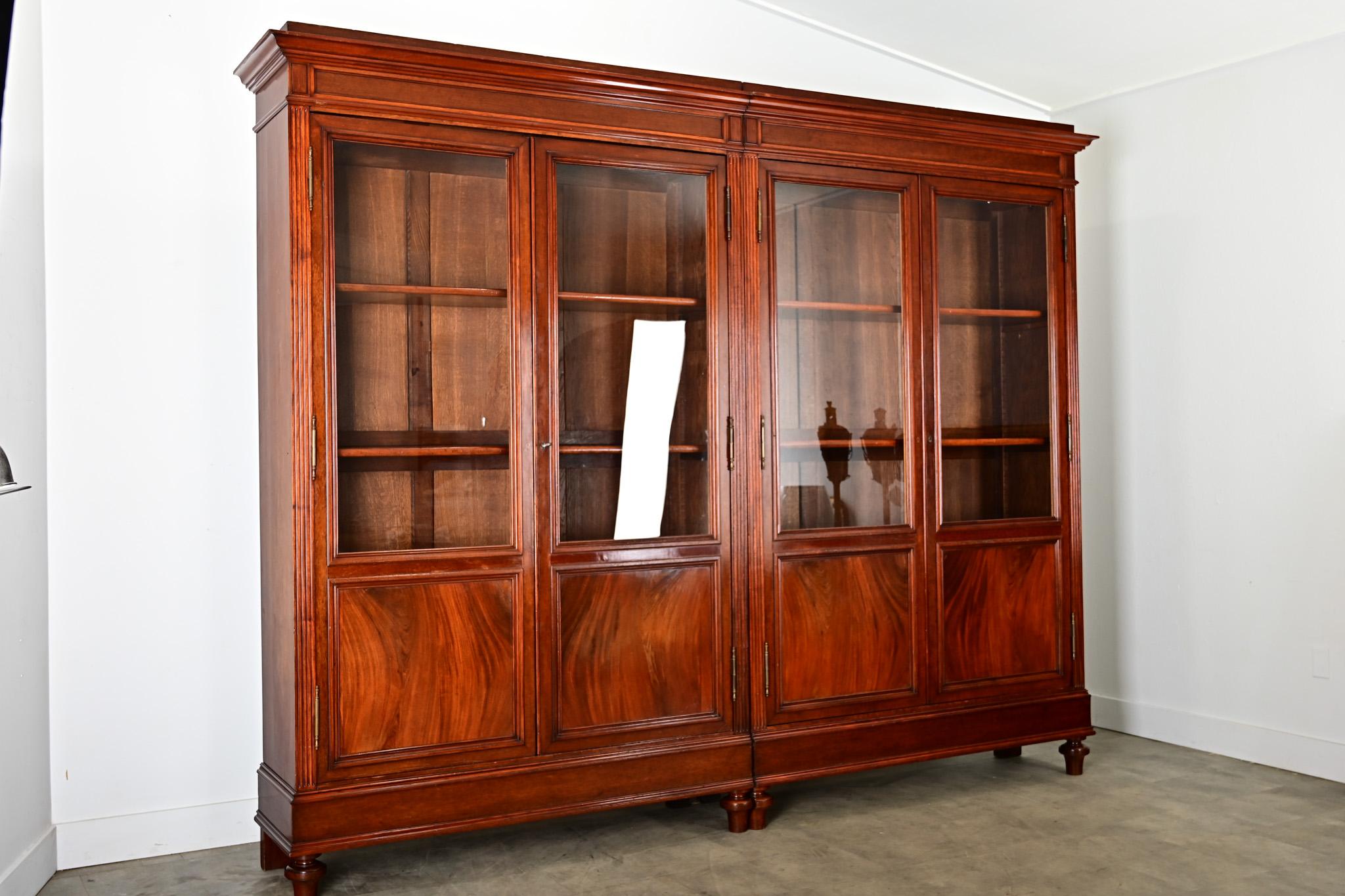 Bibliotheque francese del XIX secolo in mogano in stile Luigi XVI In condizioni buone in vendita a Baton Rouge, LA