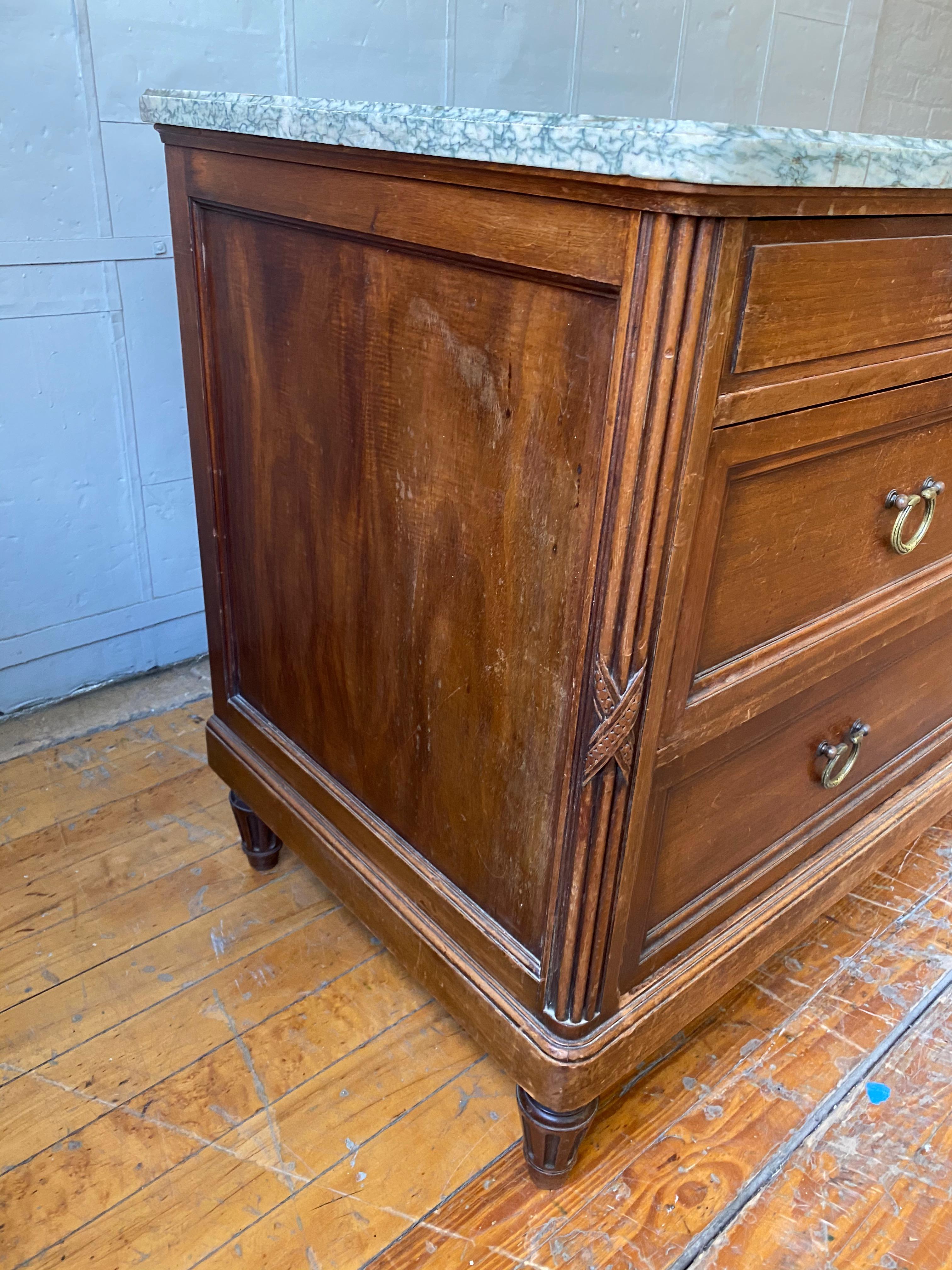 French 19th Century Mahogany Low Chest of Drawers 2