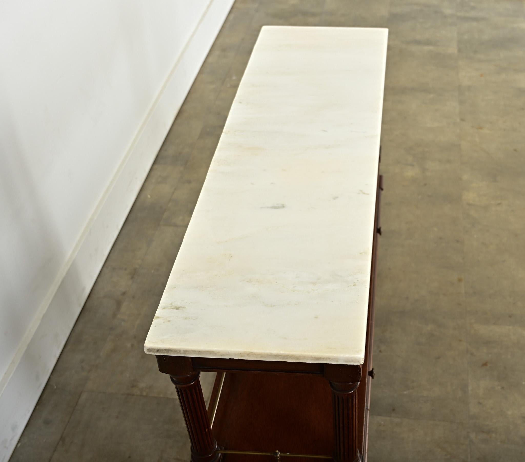 French 19th Century Mahogany & Marble Console Table For Sale 1