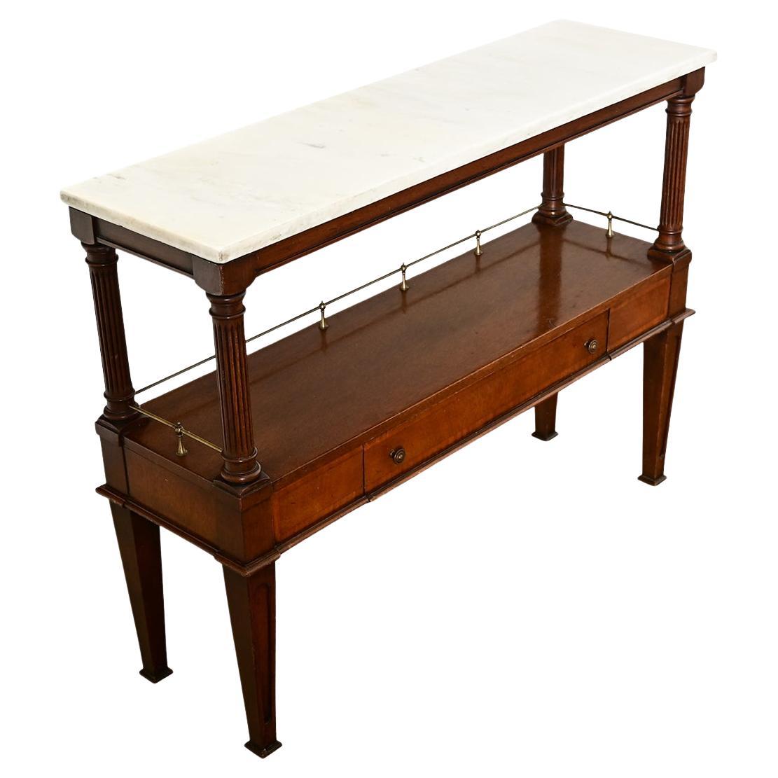 French 19th Century Mahogany & Marble Console Table For Sale