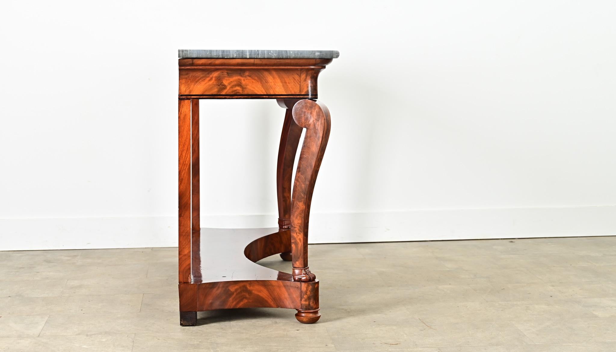 Console di restauro francese del XIX secolo in mogano e marmo in vendita 4