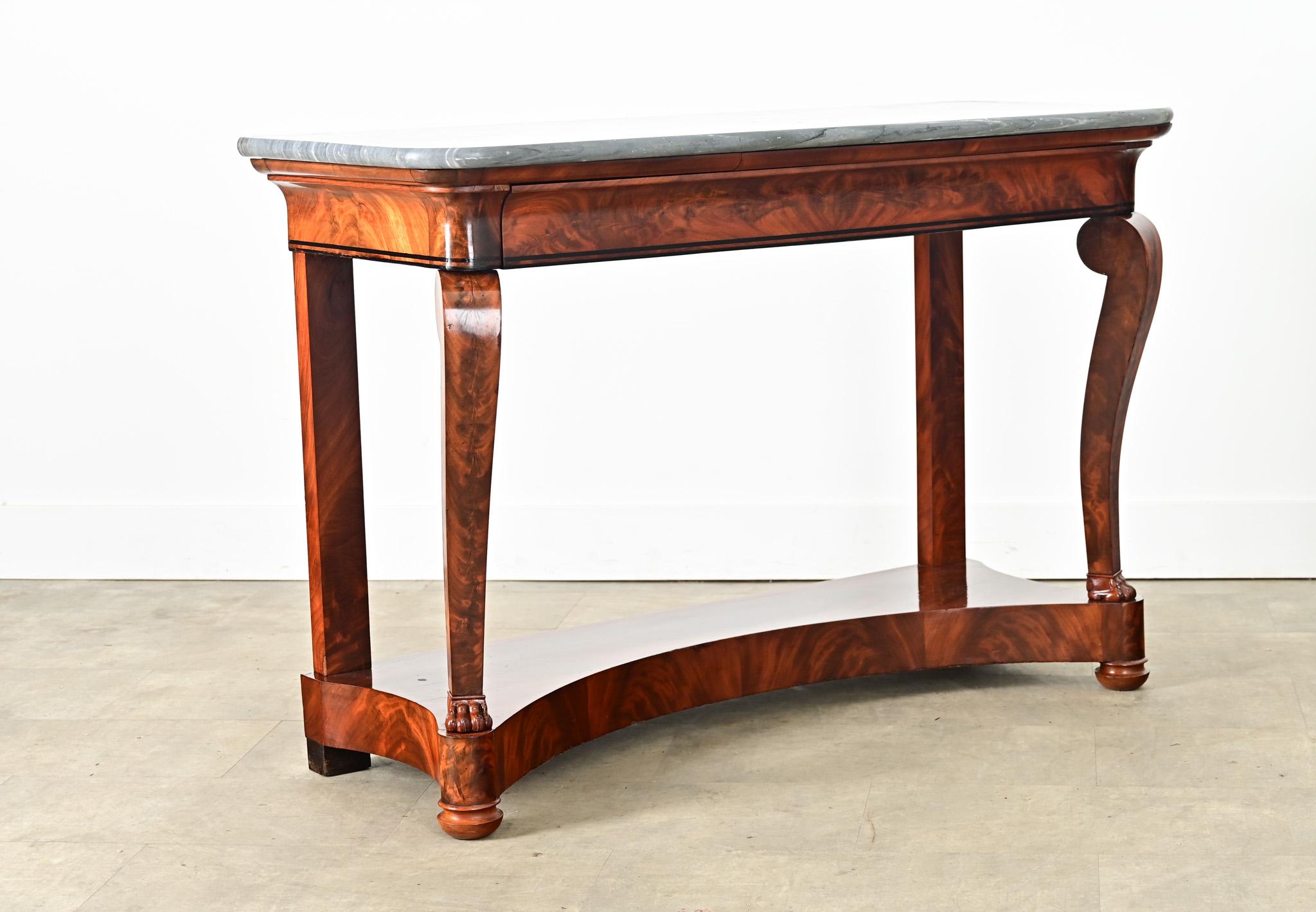 Console di restauro francese del XIX secolo in mogano e marmo in vendita 5