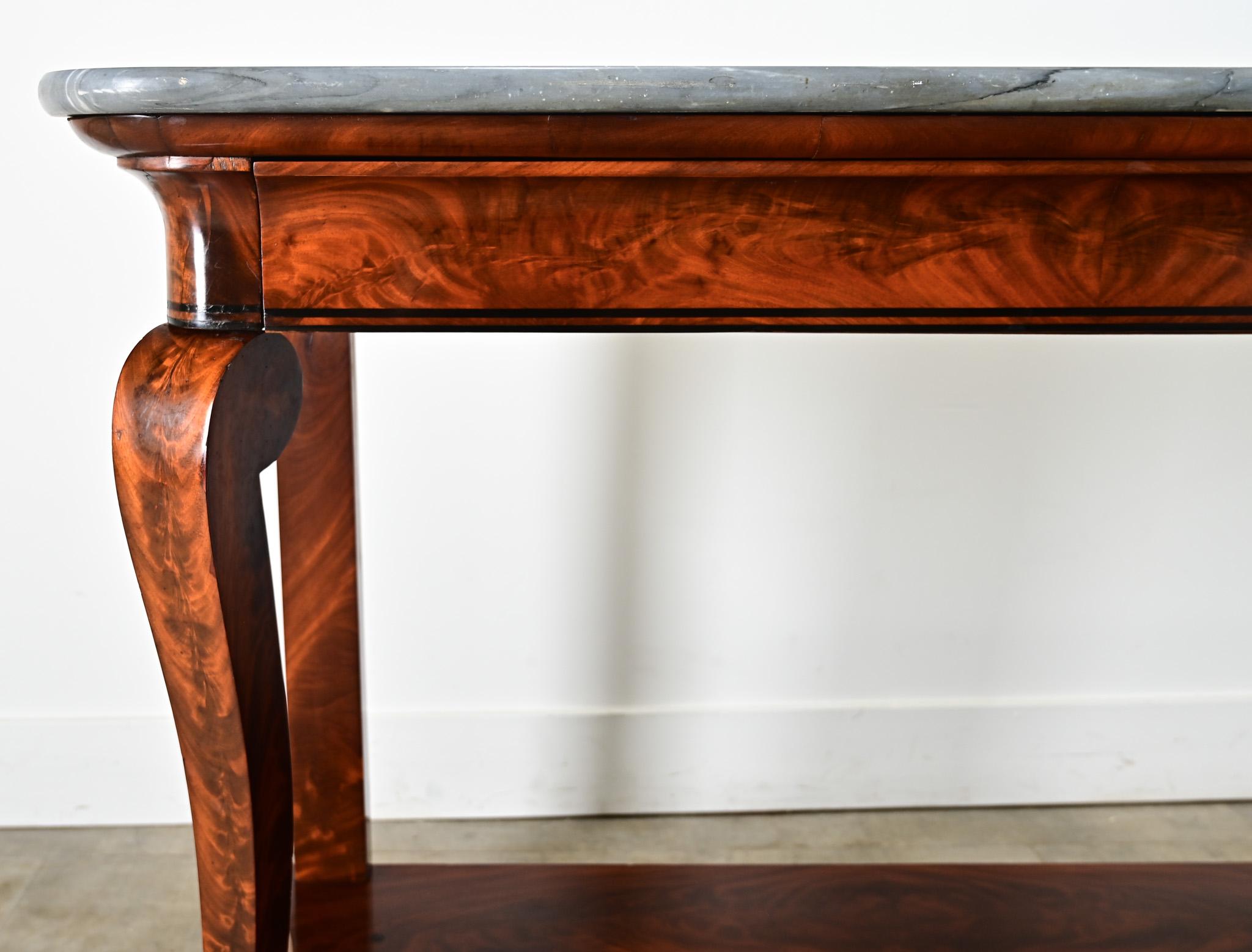 Console di restauro francese del XIX secolo in mogano e marmo in vendita 6
