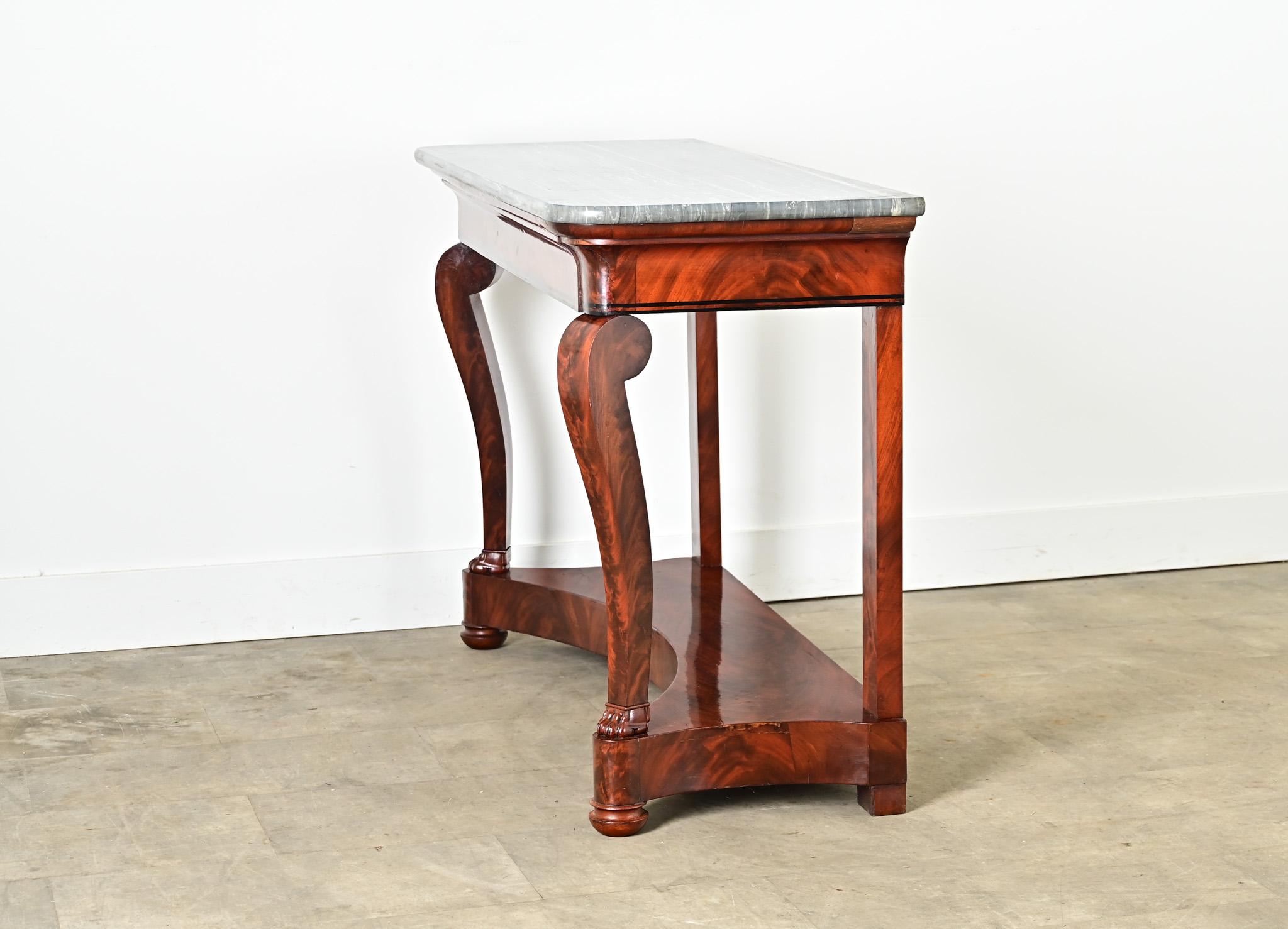 Console di restauro francese del XIX secolo in mogano e marmo in vendita 7