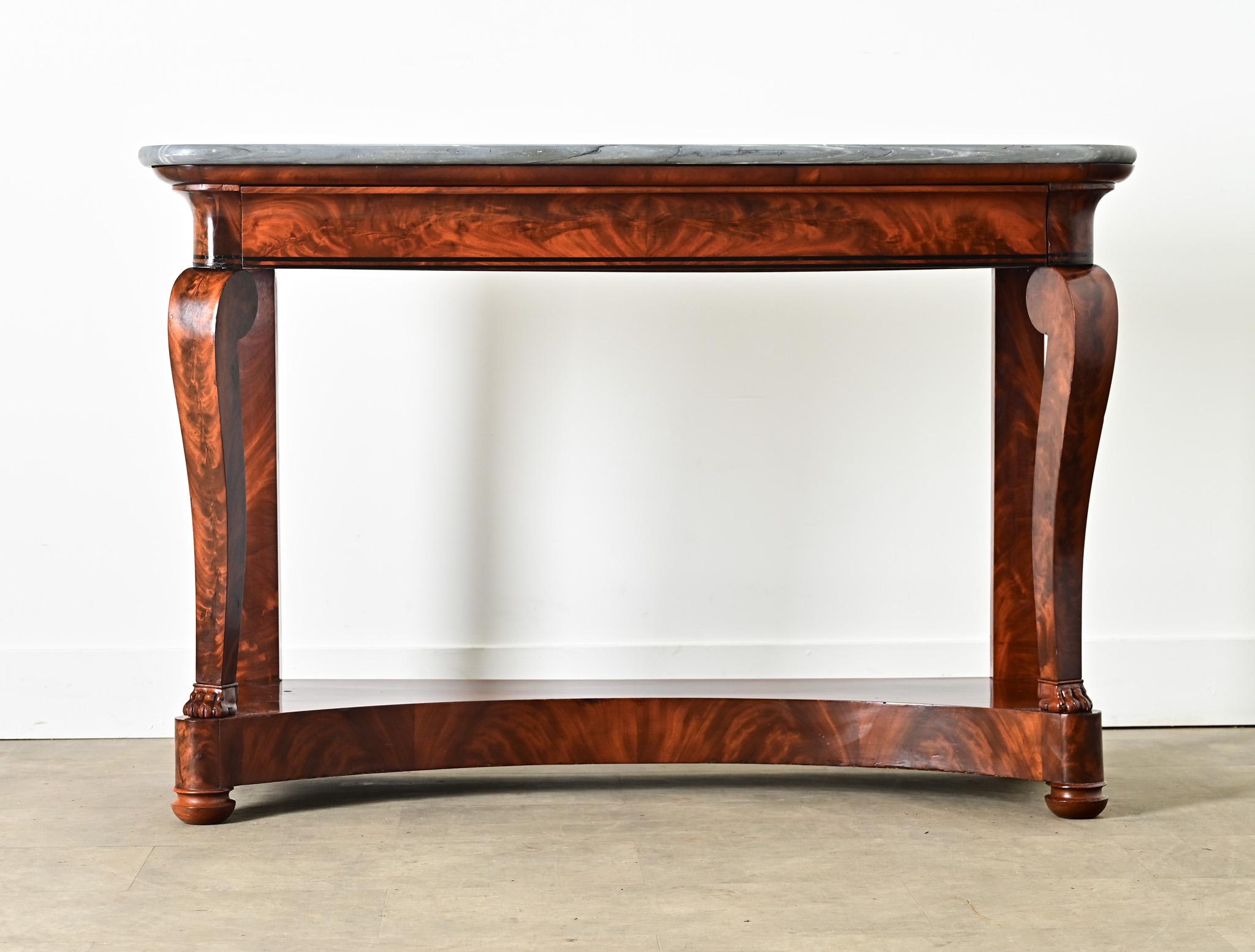 Restaurazione Console di restauro francese del XIX secolo in mogano e marmo in vendita