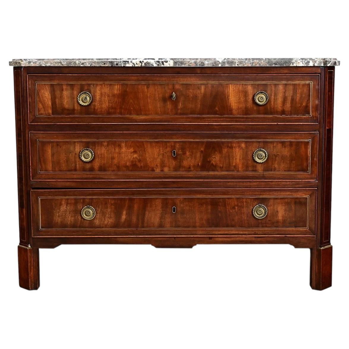 French 19th Century Mahogany Marble-top Commode