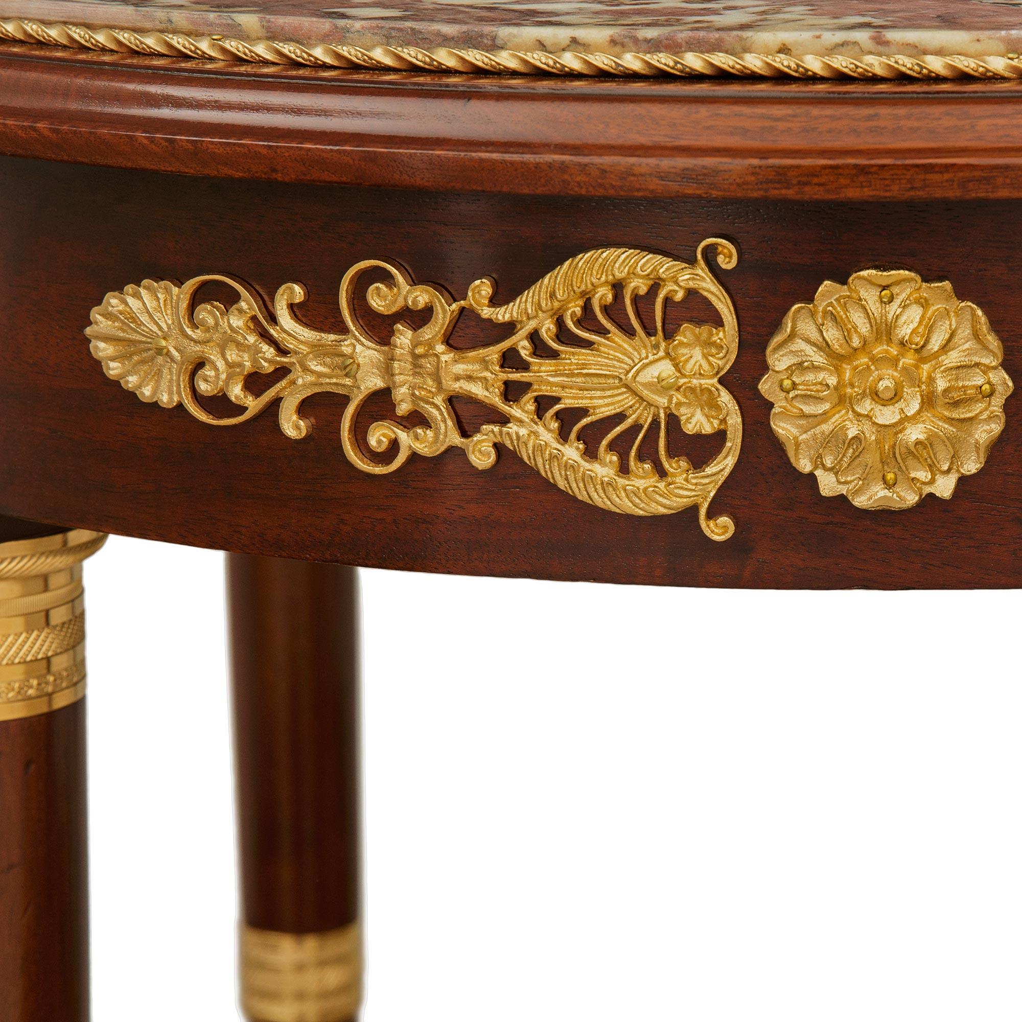 French 19th century Mahogany, Ormolu and Breche Violette marble side table In condizioni buone in vendita a West Palm Beach, FL