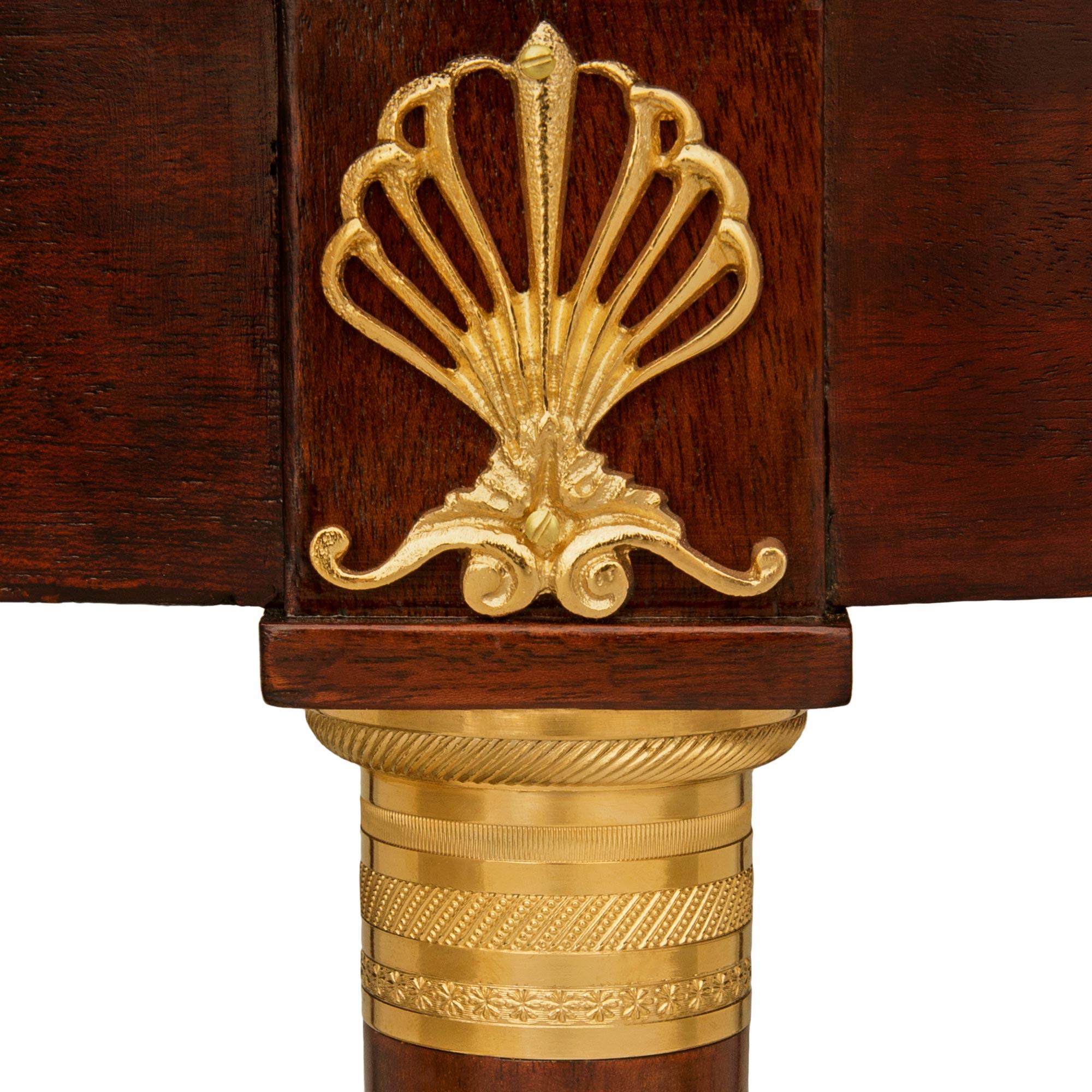 XIX secolo French 19th century Mahogany, Ormolu and Breche Violette marble side table in vendita
