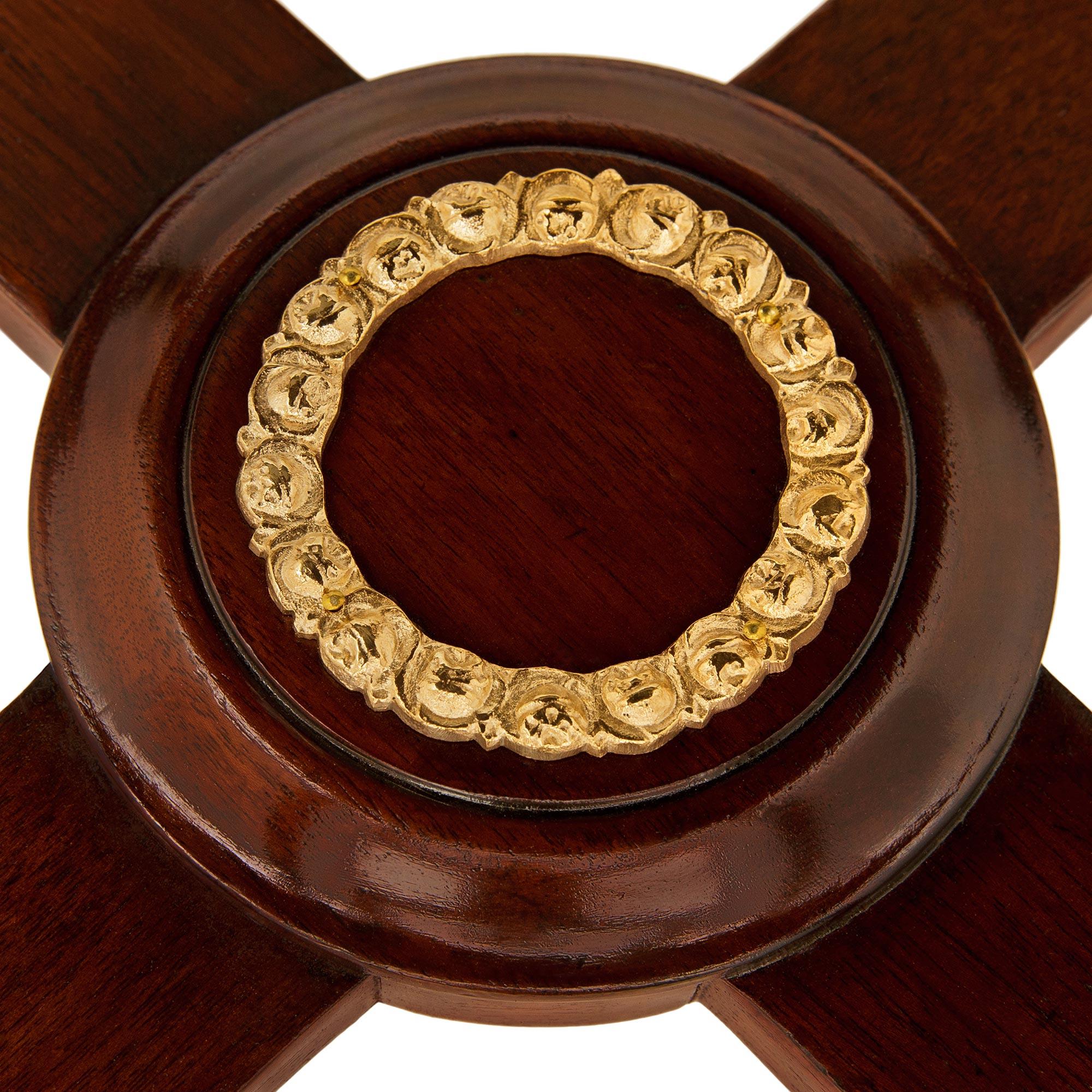 Similoro French 19th century Mahogany, Ormolu and Breche Violette marble side table in vendita
