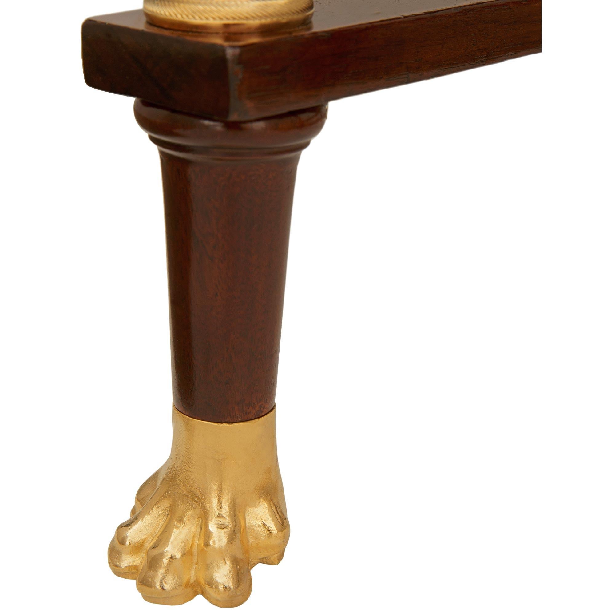 French 19th century Mahogany, Ormolu and Breche Violette marble side table in vendita 1