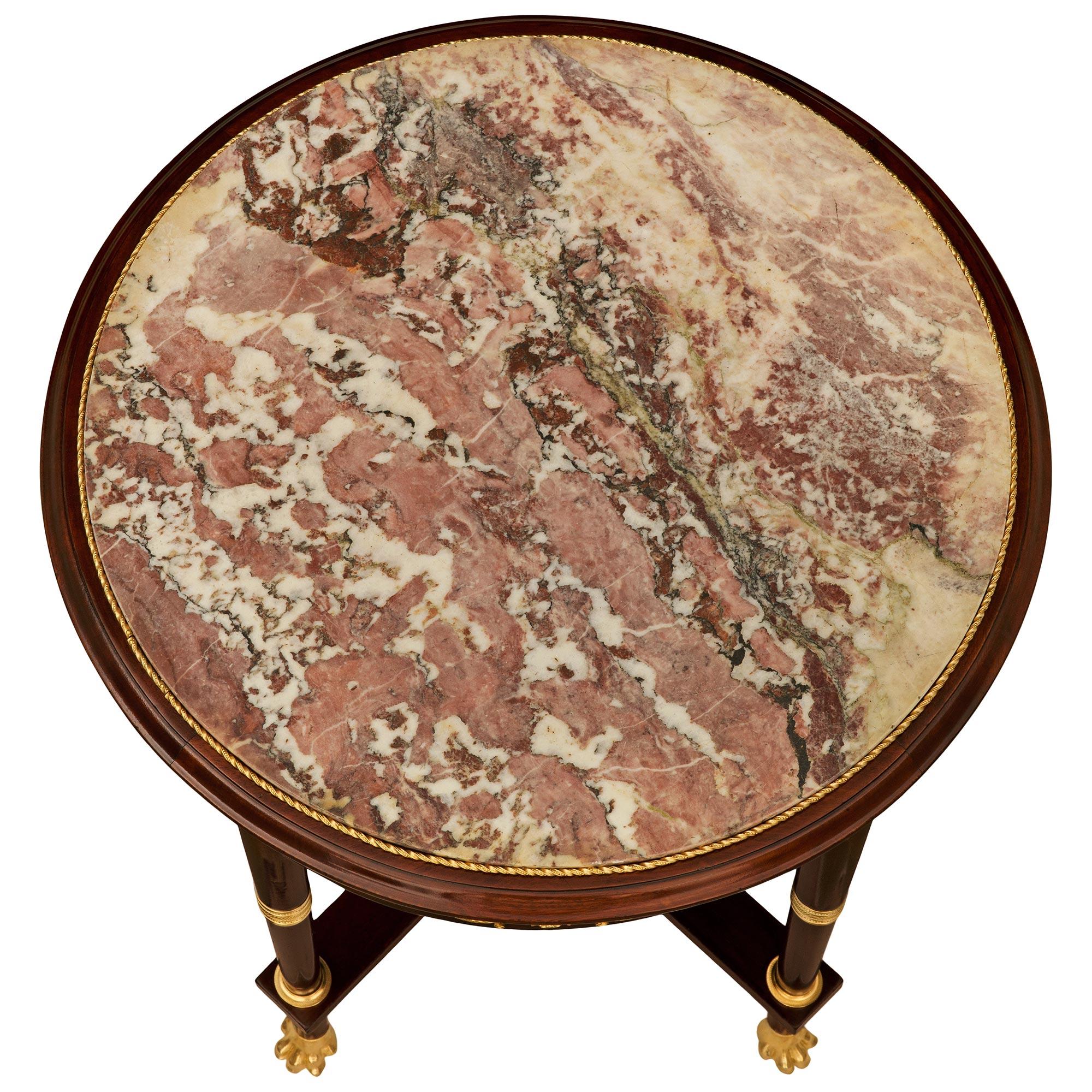 French 19th century Mahogany, Ormolu and Breche Violette marble side table in vendita 2