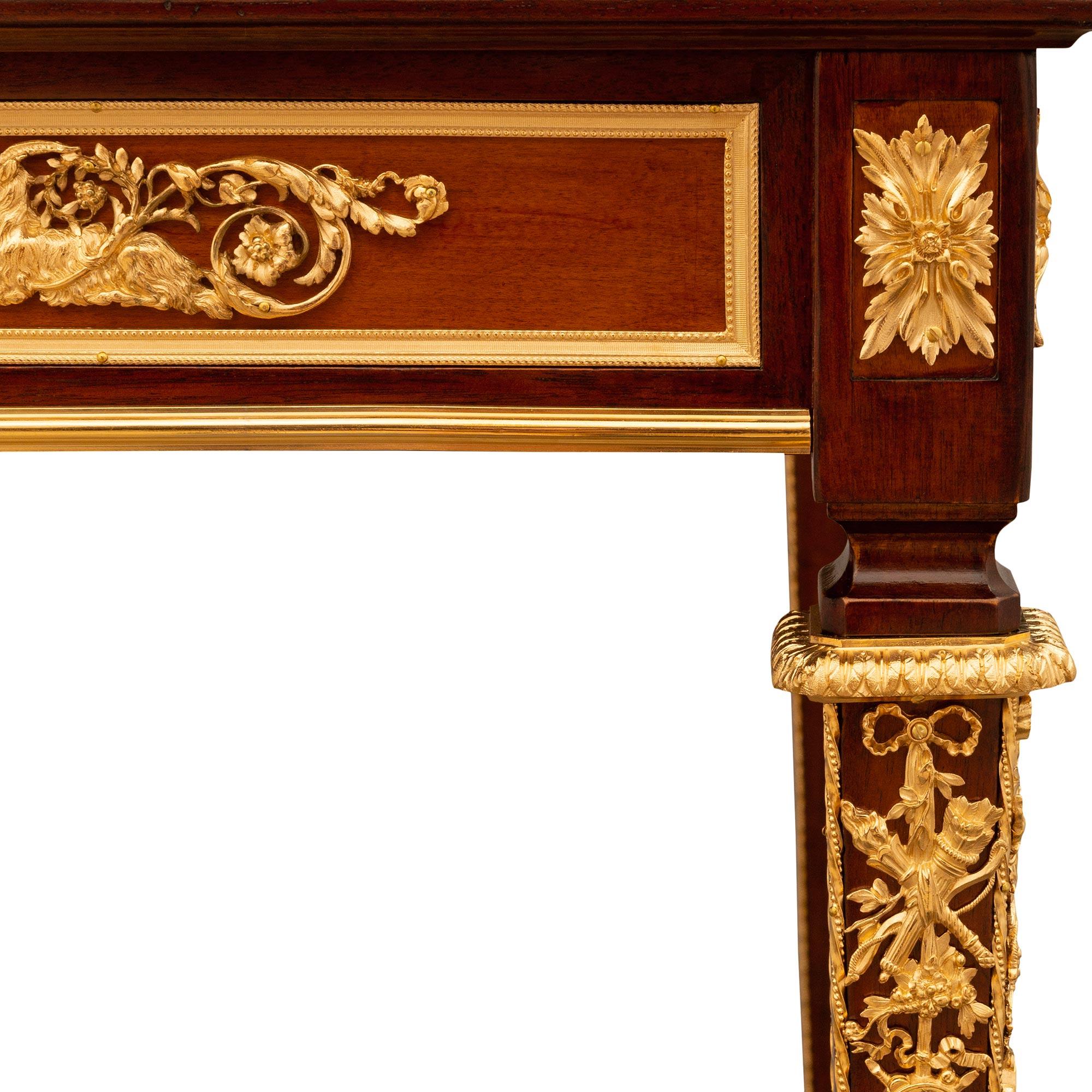 French 19th century Mahogany, Ormolu and marble desk, attr. F. Linke For Sale 1