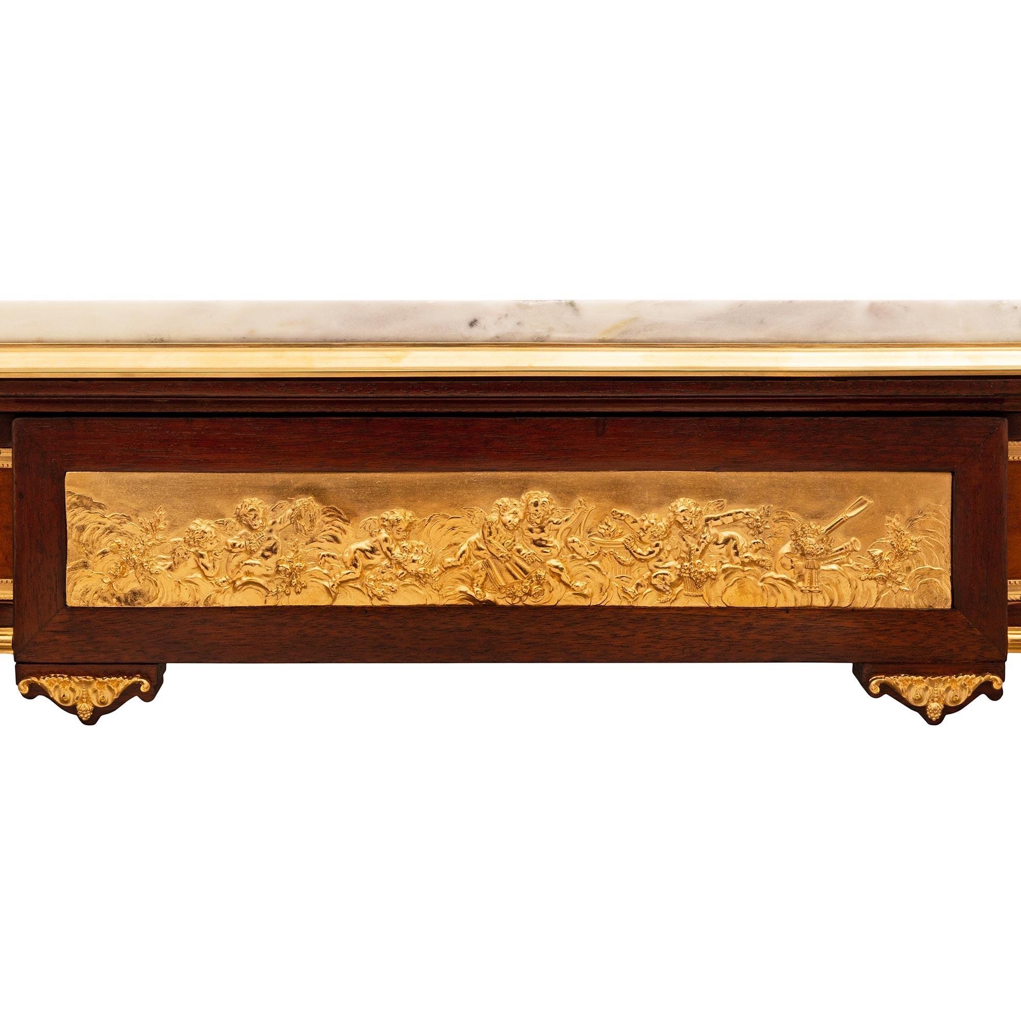 French 19th century Mahogany, Ormolu and marble desk, attr. F. Linke For Sale 2